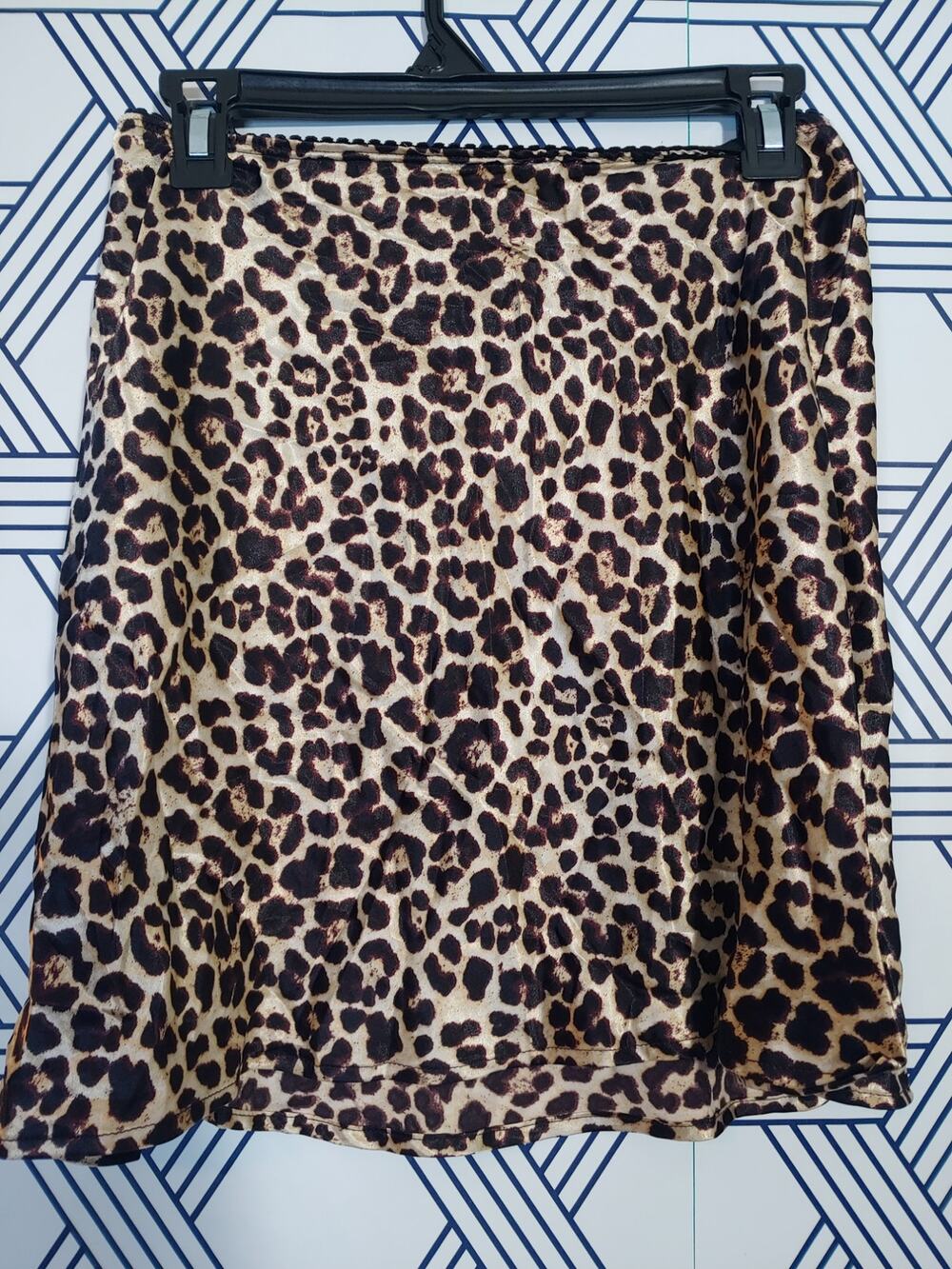 Leopard Print Silky Mini Slip Skirt size S Y2K Lucy Pippa Baddie Coquette